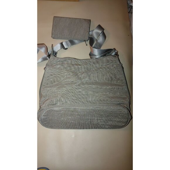 Baggallini Crossbody Bag Silver Nylon Adjustable Strap with Matching Pouch Women - Picture 5 of 7